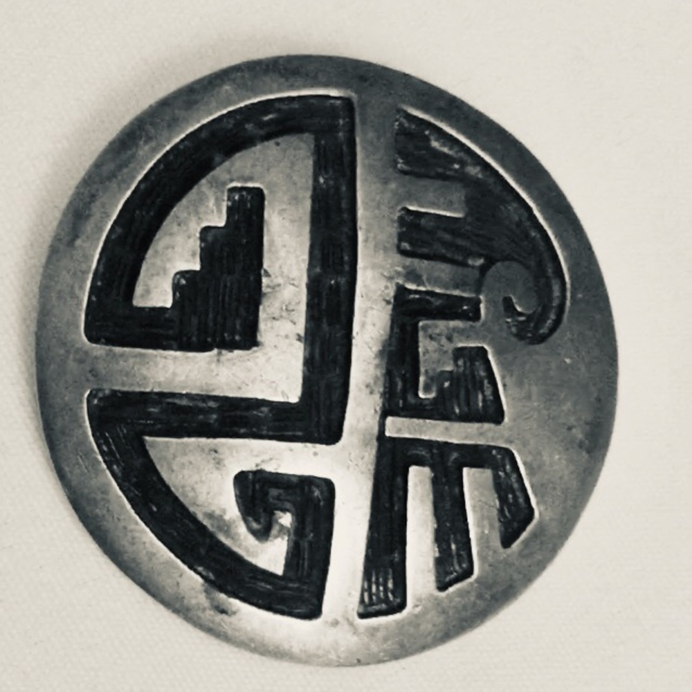 Vintage Native American Hopi carved silver Brooch